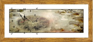 Часы-картина с паспарту в золотом багете 20х50 CTN(766)